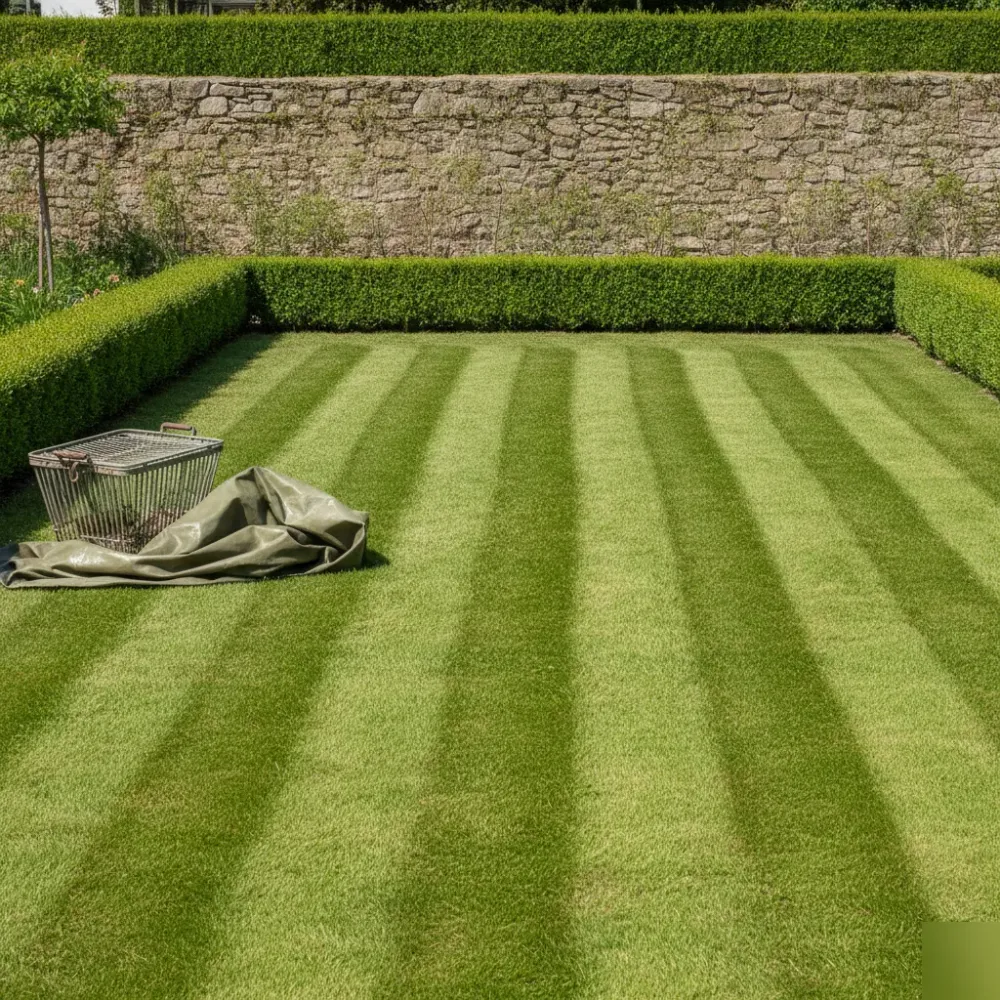 gepflegter-rasen-buchsbaum-gartenpflege-ergebnis-welzheim Gepflegter Garten mit Rasen und Buchsbaum nach Instandhaltung in Welzheim